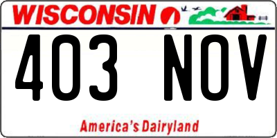 WI license plate 403NOV
