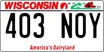 WI license plate 403NOY