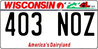 WI license plate 403NOZ