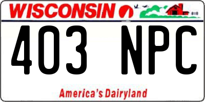 WI license plate 403NPC