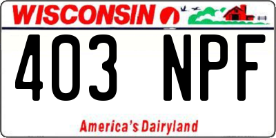 WI license plate 403NPF