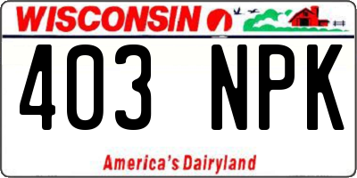 WI license plate 403NPK
