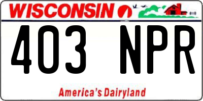 WI license plate 403NPR