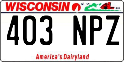 WI license plate 403NPZ