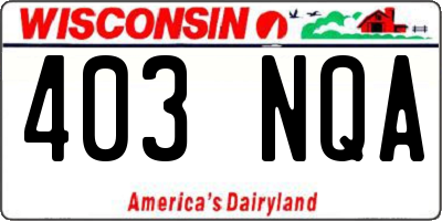 WI license plate 403NQA