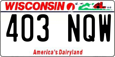 WI license plate 403NQW