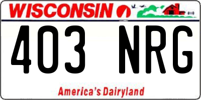 WI license plate 403NRG