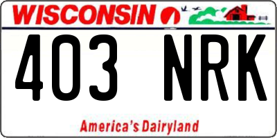 WI license plate 403NRK