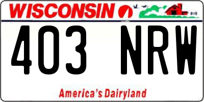 WI license plate 403NRW