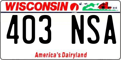 WI license plate 403NSA