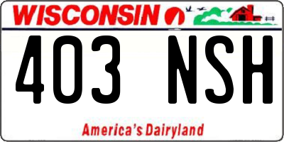 WI license plate 403NSH