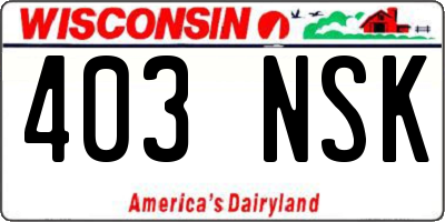 WI license plate 403NSK