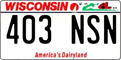 WI license plate 403NSN