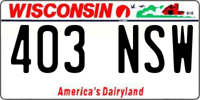 WI license plate 403NSW