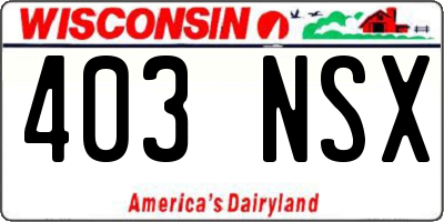 WI license plate 403NSX