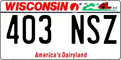WI license plate 403NSZ