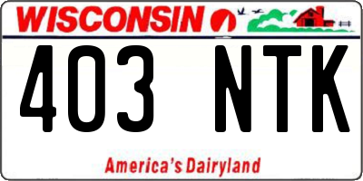 WI license plate 403NTK