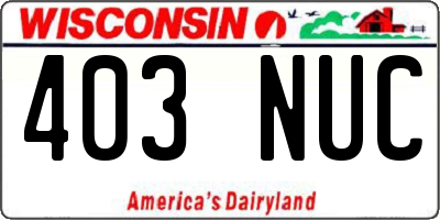 WI license plate 403NUC