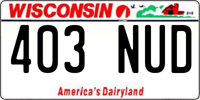 WI license plate 403NUD