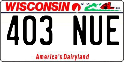 WI license plate 403NUE