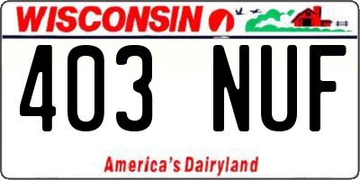 WI license plate 403NUF