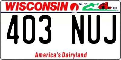 WI license plate 403NUJ