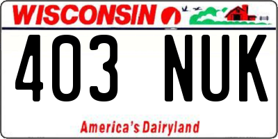 WI license plate 403NUK