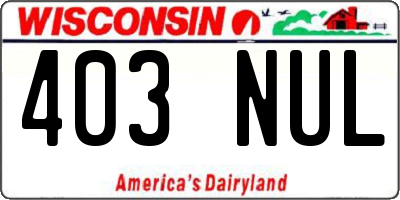 WI license plate 403NUL
