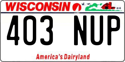 WI license plate 403NUP
