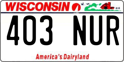 WI license plate 403NUR