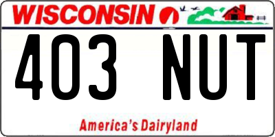 WI license plate 403NUT