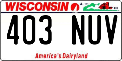 WI license plate 403NUV