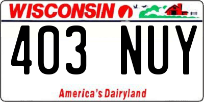 WI license plate 403NUY