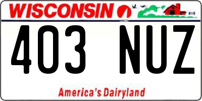 WI license plate 403NUZ