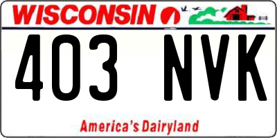 WI license plate 403NVK