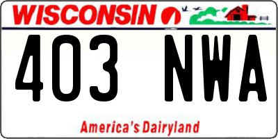 WI license plate 403NWA