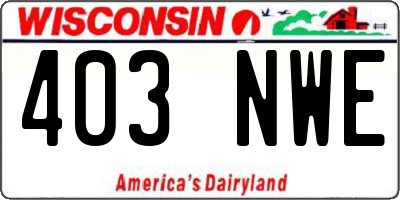 WI license plate 403NWE