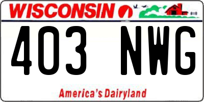 WI license plate 403NWG