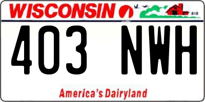 WI license plate 403NWH