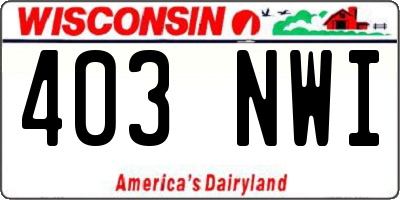 WI license plate 403NWI