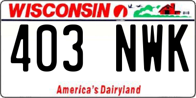 WI license plate 403NWK