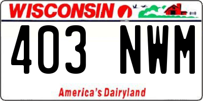 WI license plate 403NWM