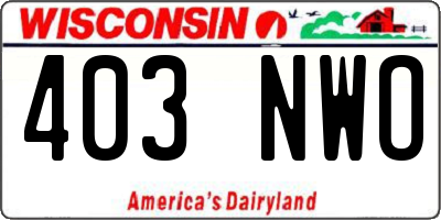 WI license plate 403NWO
