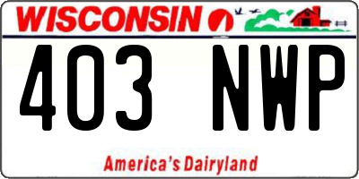 WI license plate 403NWP