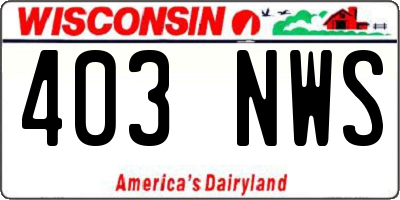 WI license plate 403NWS