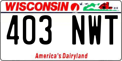 WI license plate 403NWT