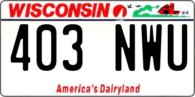WI license plate 403NWU