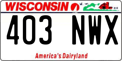 WI license plate 403NWX