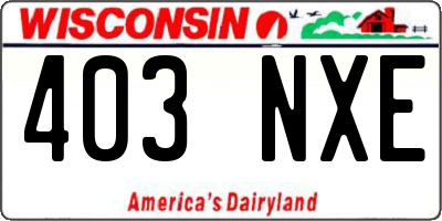 WI license plate 403NXE