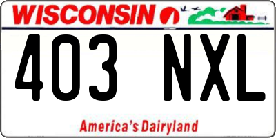 WI license plate 403NXL